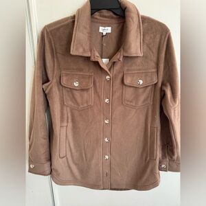 Weekends Everyday Brown Button Front Shacket Shirt Jacket Size M